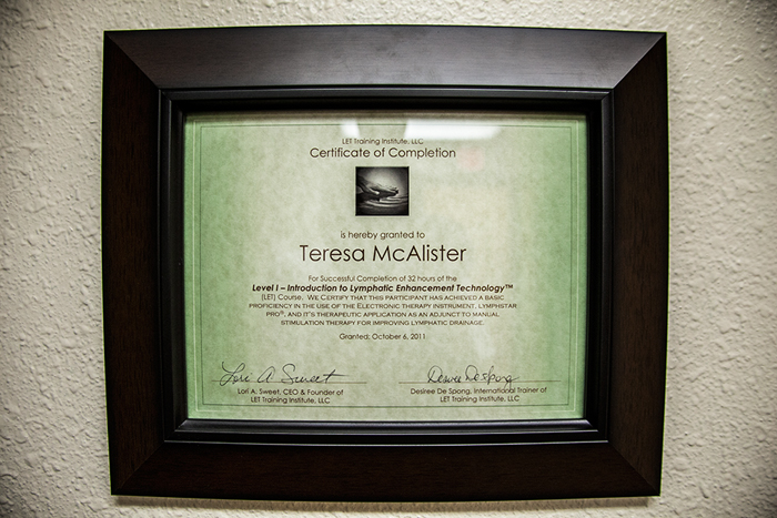 Teresa McAlister - Certification